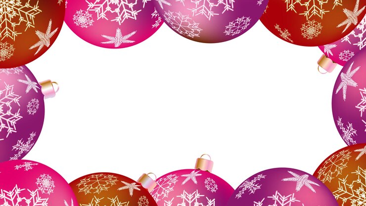 Vetor festivo lindo quadro de inverno de natal para o ano novo de bolas redondas multicoloridas decorações de árvores de natal com um padrão de flocos de neve isolados em fundo vetorial branco