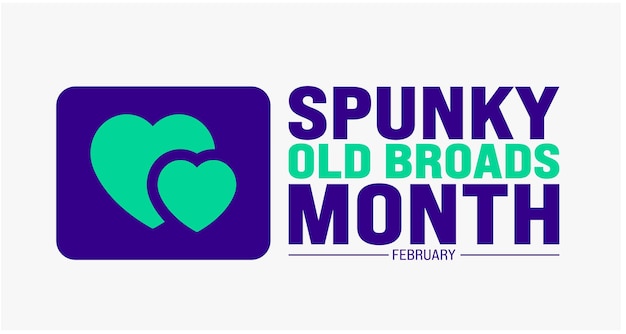 Vetor fevereiro é o mês de spunky old broads padrão de fundo conceito de férias bandeira de fundo