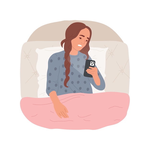 Ficar acordado até tarde ilustração vetorial de desenho animado isolado