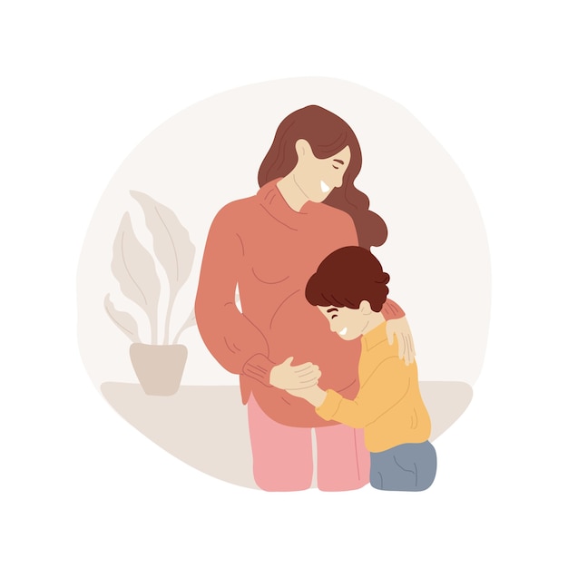 Ficar grávida com a ilustração vetorial de desenho animado isolada do segundo filho
