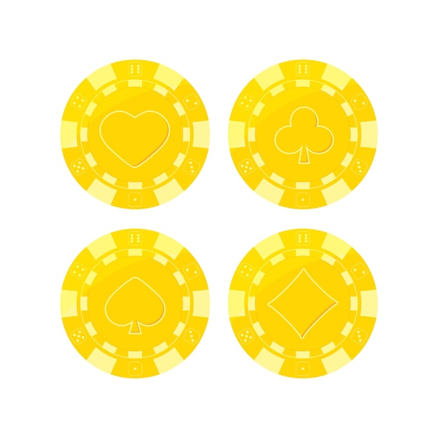 Fichas de pôquer de ouro vip com ilustração de ternos de cartão
