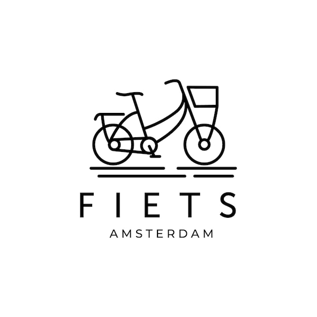 Fiets amsterdam line art logo design de modelo de ilustração vetorial logotipo de arte de linha de bicicleta