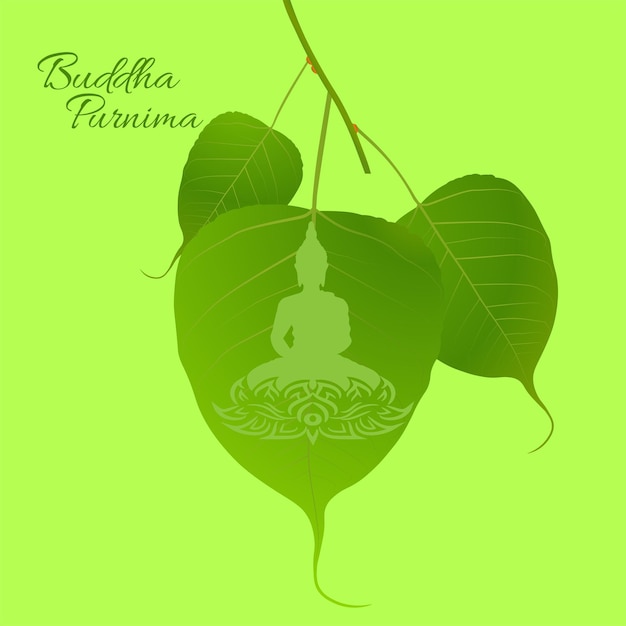 Figueira secreta ou folha da árvore Pipal Buddha Purnima ou ilustração do dia de Vesak. Estandarte do Guru Purnima.