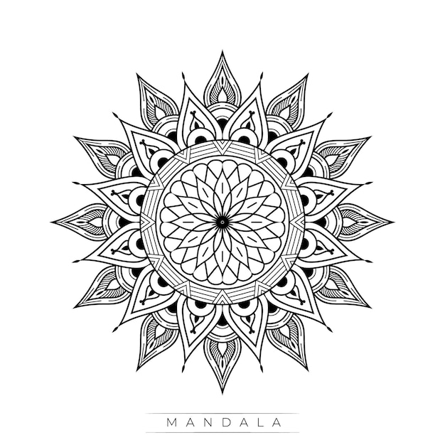 Figura em preto e branco mandala para livro de colorir