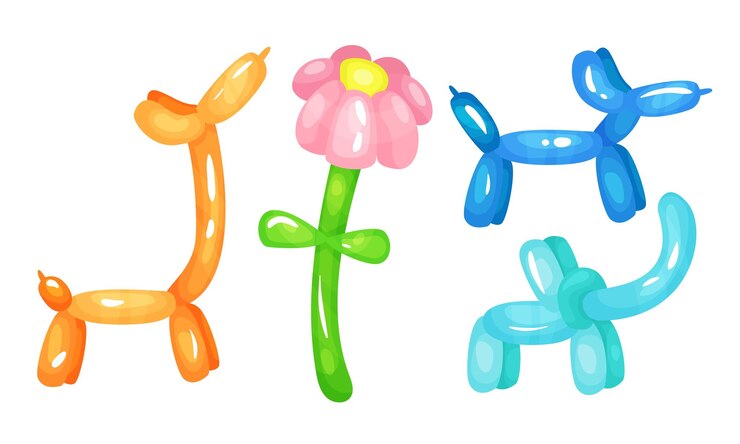 Vetor figuras de animais brilhantes feitas de conjunto de vetores de balão