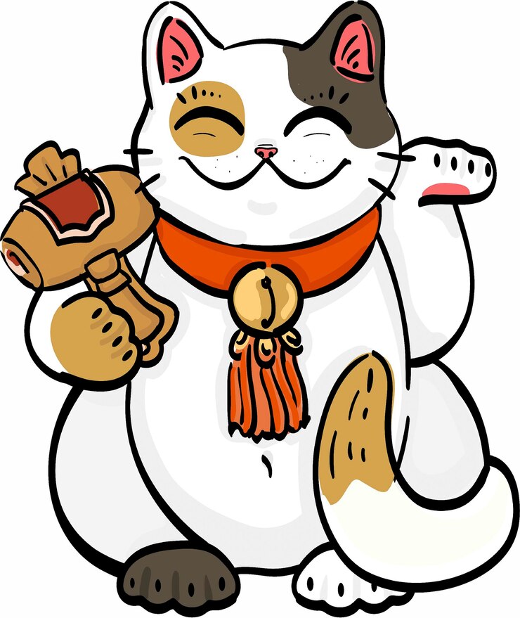 Vetor figurinas asiáticas de sorte dinheiro engraçado e fortuna gatinhos de desenho animado vetorial gatos maneki japoneses
