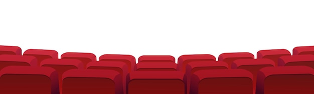 Fileiras de assentos de cinema ou cinema isolados no branco