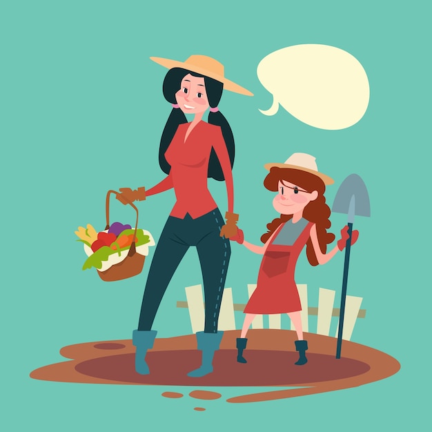 Filha de agricultores de menina pequena