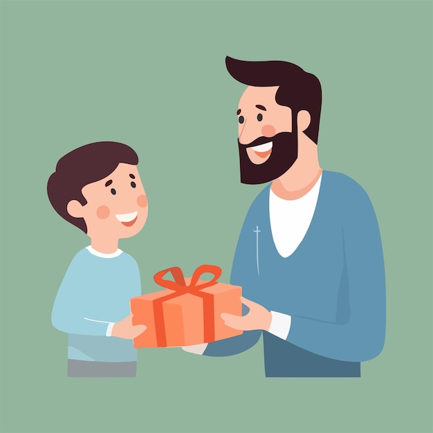 Filho dá um presente ao pai