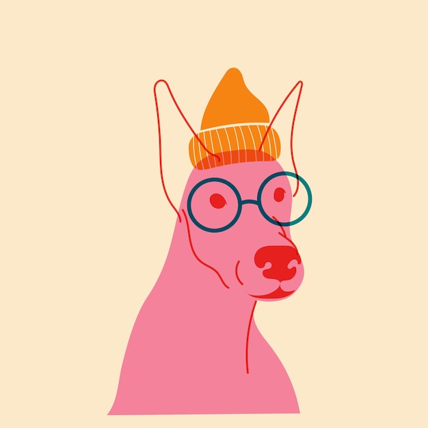 Filhote de cachorro em chapéu e óculos avatar crachá cartaz logotipo modelos imprimir ilustração vetorial