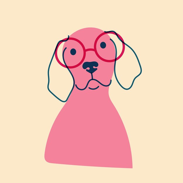 Filhote de cachorro em óculos modelos de logotipo de pôster de distintivo de avatar imprimir ilustração vetorial