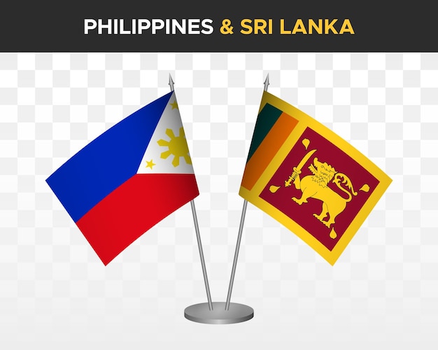 Filipinas vs sri lanka maquete de bandeiras de mesa isoladas 3d ilustração vetorial bandeiras de mesa