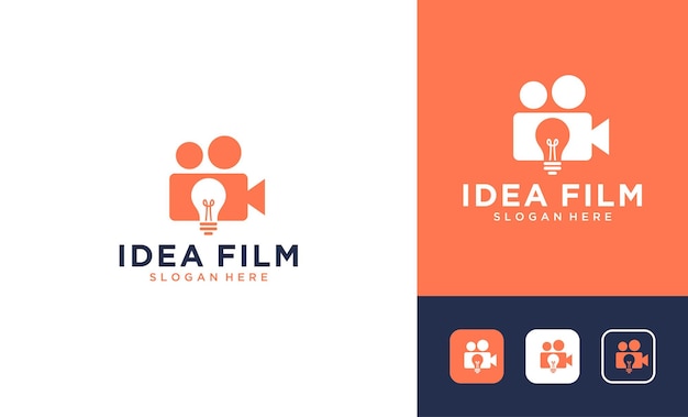 Filme de ideia com design de logotipo de lâmpada de espaço negativo