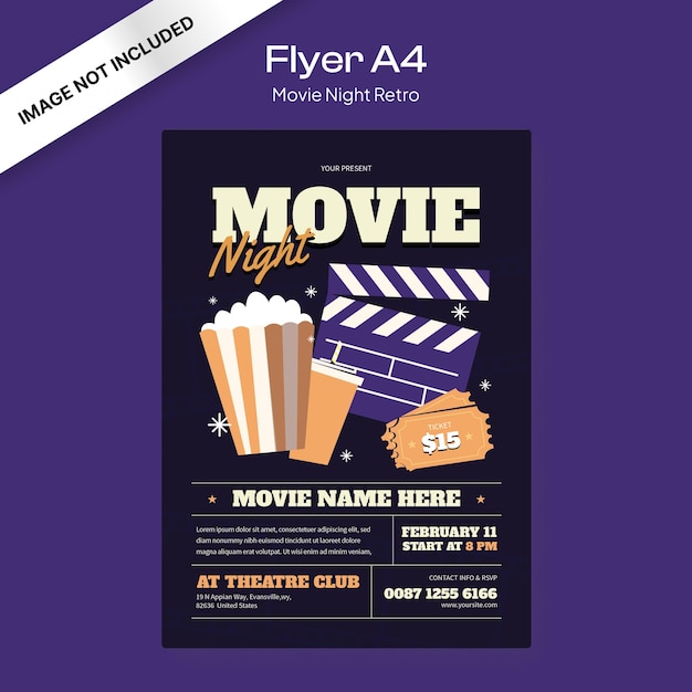Filmes da Noite Retro Flyer