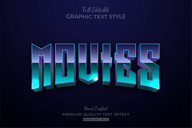 Filmes dos anos 80 editable text style effect premium