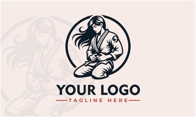 Vetor fimale jiujitsu projeto de logotipo vetorial mulheres de beleza lutadora logotipo vetor mulheres dayor arte marcial