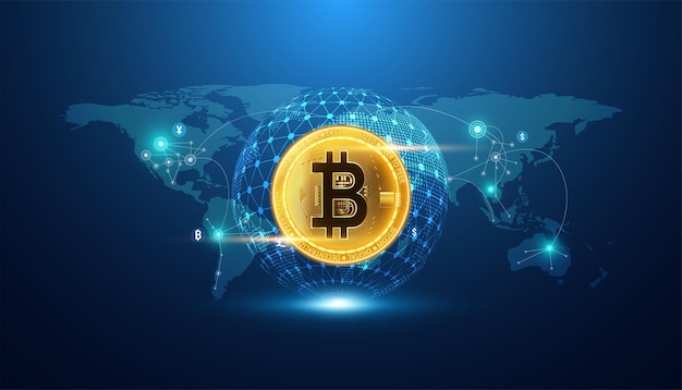 Finanças digitais abstratas do bitcoin no mundo online