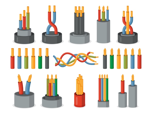 Vetor fios elétricos. conjunto de núcleo único e multicore