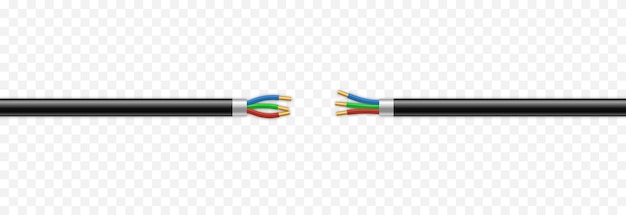 Vetor fios isolados de vetor realista fio png fios quebrados cabo de comunicação de rede png
