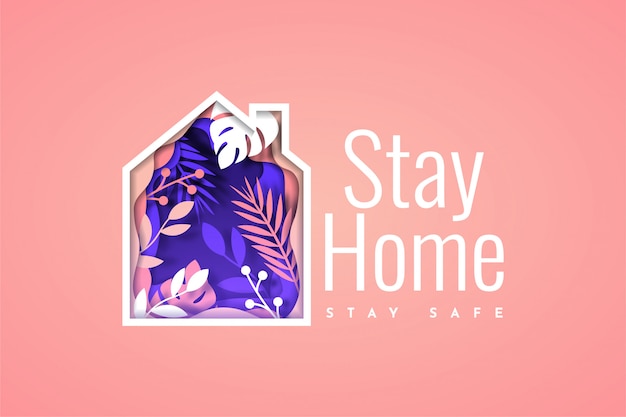 Fique em casa fique seguro design ilustração