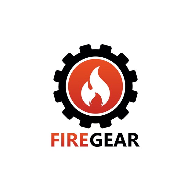 Fire gear logo design template vector, emblem, design concept, creative symbol, icon