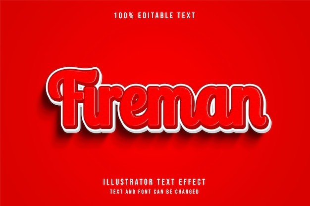 Fireman, 3D Editable text Effect red gradation comic emboss style