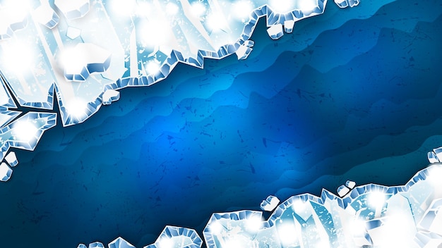 Vetor fissuras de gelo diagonais realistas como pano de fundo de inverno