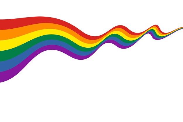 Fita acenando bandeira do orgulho arco-íris ícone do símbolo lgbt ilustração em vetor plana