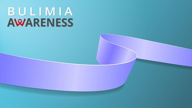 Fita azul pervinca realista Conscientização mês bulimia Ilustração vetorial Dia mundial da bulimia