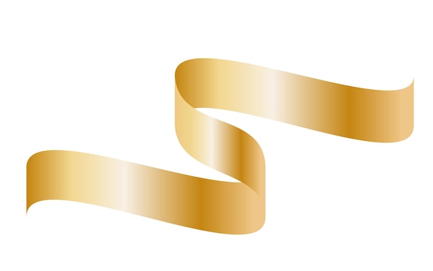 Vetor fita curva colorida de ouro sobre fundo branco. ilustração vetorial.