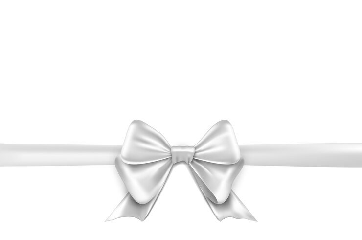 Vetor fita de arco branco em fundo branco. decoração de presente isolada de arco branco para as férias.