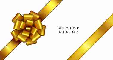 Vetor fita de cetim dourada brilhante em fundo branco vector presente de natal dia de namoro dia de aniversário embrulho