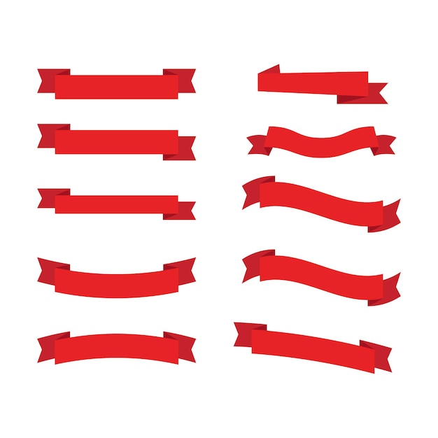 Vetor fita de conjunto de ícones de etiqueta vermelha isolada