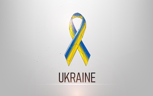 Fita de faixa de bandeira ucraniana no estilo wireframe
