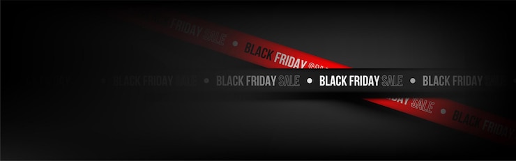 Vetor fita de fita black friday sale com luz em fundo preto ilustração vetorial