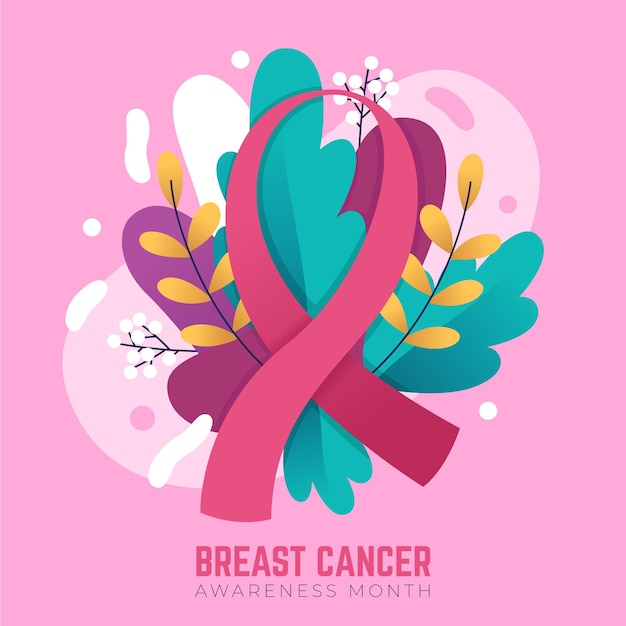 Vetor fita do mês de conscientização do câncer de mama ilustrada