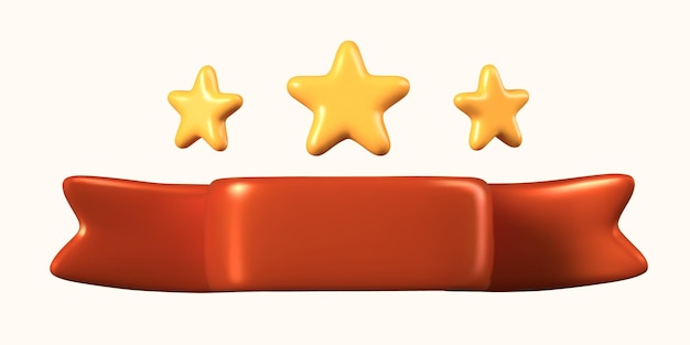 Fita festiva vermelha com estrelas douradas Modelo vetorial em branco para saudação