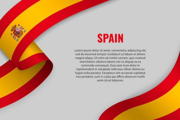 Fita ondulada ou banner com bandeira da Espanha
