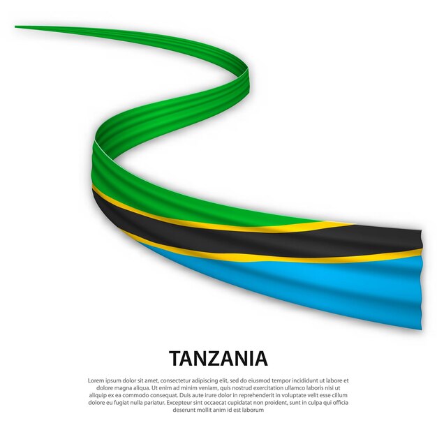 Fita ondulada ou banner com bandeira da tanzânia