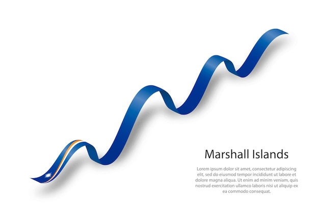 Fita ondulada ou banner com bandeira das ilhas marshall