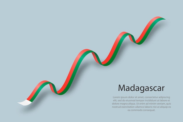 Fita ondulada ou banner com bandeira de madagascar