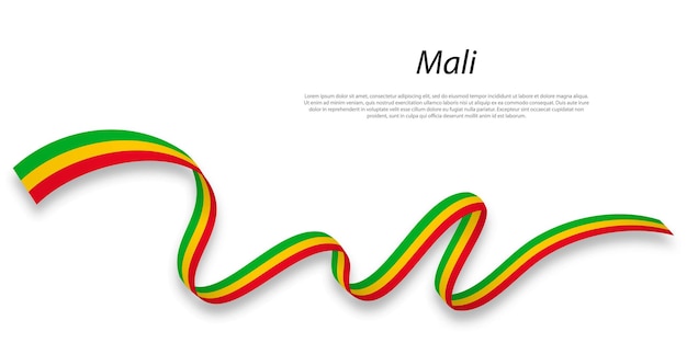 Fita ondulada ou banner com bandeira do mali