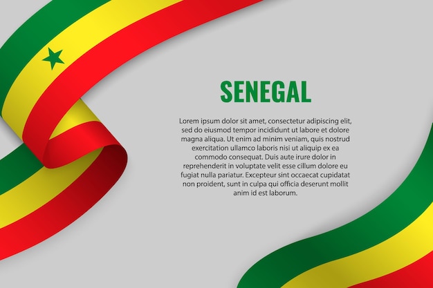 Fita ondulada ou banner com bandeira do senegal