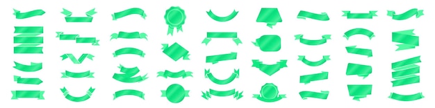 Fita verde e etiquetas isoladas em fundo branco com malha de gradiente