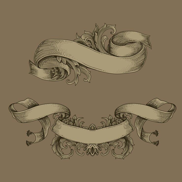 fita vintage com conjunto de ornamento de flora