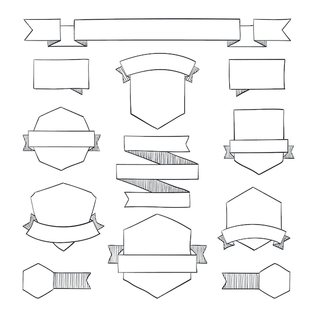 Vetor fitas conjunto de fitas desenhadas à mão banners fitas banner em estilo moderno ilustração vetorial