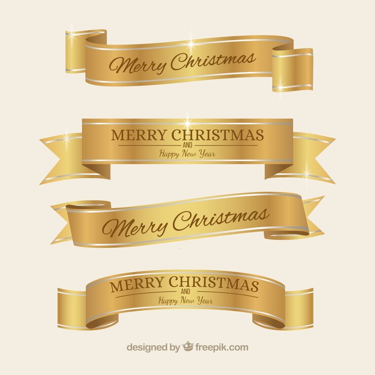 Vetor fitas douradas de natal elegantes