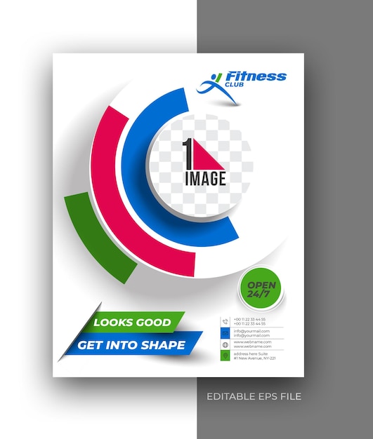 Fitness club a4 folheto folheto modelo de design de cartaz.