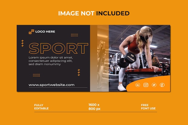 Fitness de ginásio Banner post Modelo de design