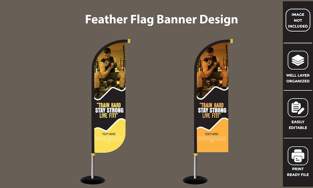 Fitness Feather Flag Banner standee x Banner sinalização Design de modelo